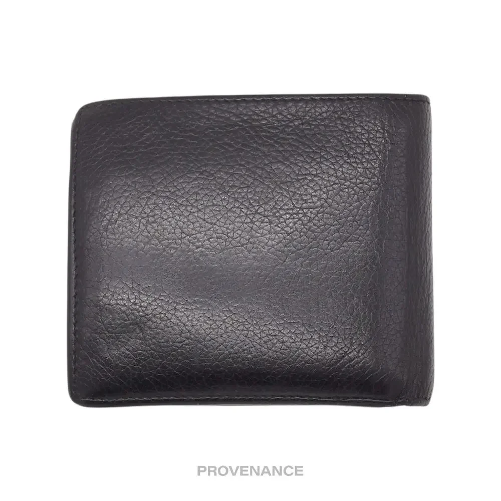 🔴 Balenciaga Logo Bifold Wallet - Black Leather